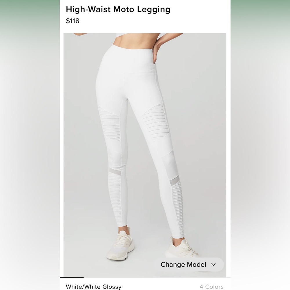 Alo Yoga White High-Wasted Moto Legging